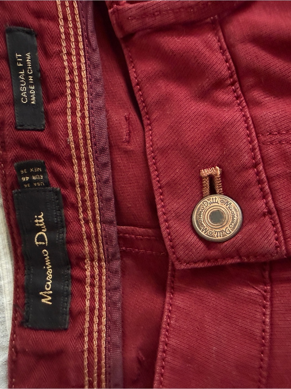 Massimo Dutti Burgundy Chinos